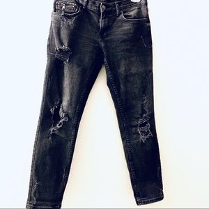 Zara distressed crop jeans